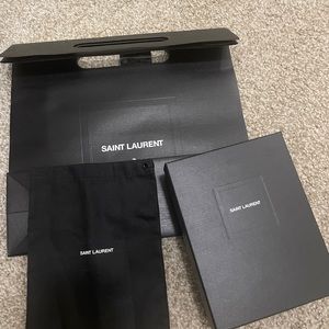 Saint Laurent box, dust bag and shopping bag